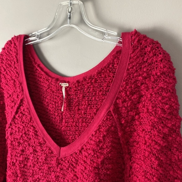 Free People Womens Songbird V-Neck Sweater Size Medium Raglan Sleeve Oversized - Picture 9 of 11